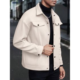 Lapel Woolen New Men's Casual Sports Jacket (Option: Apricot-M)