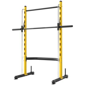 Squat Rack with Pull Up Bar and Barbell Bar Adjustable Bench Press Multi-Function Weight Lifting Half Rack, Yellow (Option: Yellow)
