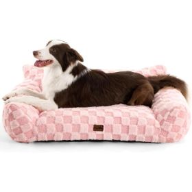 Made4Pets Medium Sage Green Plaid Pet Sofa Bed,Pickup Only (Option: Pink-large)