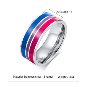 Ring Color 8mm Men's Same Color Flag Ring Foreign Trade Jewelry Wholesale Rainbow Color (Option: 033 Style-No 7)