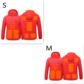 New Heated Jacket Coat USB Electric Jacket Cotton Coat Heater Thermal Clothing Heating Vest Men's Clothes Winter (Option: Red Zone8 2PC-Set1)