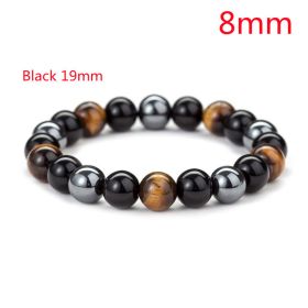 Tiger Eye Stone Bracelet Natural Stone Bracelet (Option: Black 19mm-8mm)