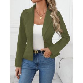 High-end Solid-color Womens Blazer (Option: Army Green-S)