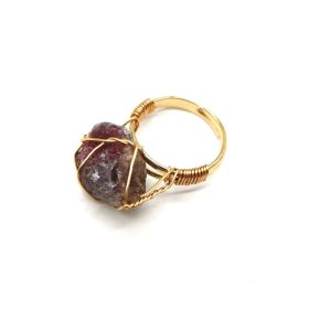 Personality Hand Wrapped Rough Stone Agate Ring (Option: Tourmaline-adjustable)