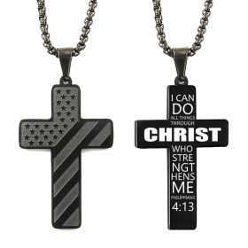 Cross Flag Necklace Hip Hop Titanium Steel (Option: Style 2 Black)
