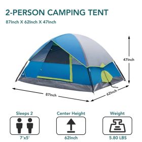 2&4 Person High Quality Camping Tent With Tent Fly, Easy Setup Dome Tent With Mesh Windows & Skylights, Lightweight Portable Tent For Outdoor Camping, (Option: BlueTwopeople)