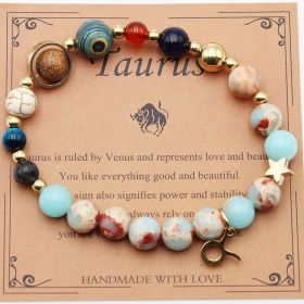 Twelve Constellations Bracelets Natural Stone Beaded Eight Planets (Option: Taurur Shoushan Stone)