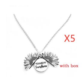 Sunflower Double Lettering Necklace (Option: Silver with box 5PCS)