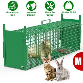 Live Animal Cage Trap For Animals Humane Galvanized Iron Trap Cage For Raccoons Armadillos Foxes Opossums Muskrats Beavers 26in 32in 40in Size Options (Option: Green-M Size 32in)