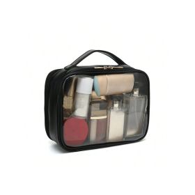 Clear Makeup Bag For Women, Clear Cosmetic Bag Travel Toiletry Bags Makeup Organizer Bag With Detachable Brush Holder Summer Travel, Vacation Home Bat (Option: Black)