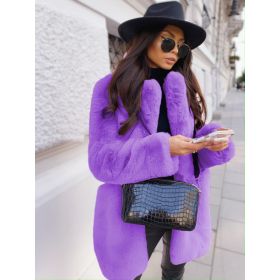 Temperament Long Sleeve Lapel Faux Fur Coat Solid Color Coat Women Fur Fur Women's Clothing (Option: Purple-S)