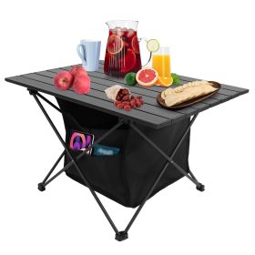 1Pc Foldable Camping Table With Storage Basket Rustproof Portable Aluminum Alloy Roll-Up Camping Table With Carrying Bag For Camping Hiking BBQ P (Option: L Size)