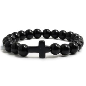 Blue Turquoise Cross Bracelet (Option: Bright Black-21cm)