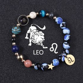 European And American Twelve Constellations Bracelets Blue Flame Agate Eight Planets Bracelet (Option: Leo)
