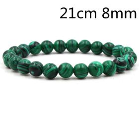Classic Black Matte Green Malachite Bracelets Suitable Women Men Elastic Strand Jewelry (Option: Green-21cm 8mm)