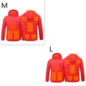 New Heated Jacket Coat USB Electric Jacket Cotton Coat Heater Thermal Clothing Heating Vest Men's Clothes Winter (Option: Red Zone8 2PC-Set5)