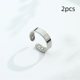 Anti Snoring Ring Stopper Sleeping Breath Aid Acupressure Treatment Stop Snore Health Care Magnetic Therapy Finger Ring Healthy Jewelry (Option: Steel Color 2pcs)