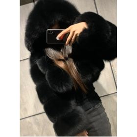 Colorful Short Coat With Hood, Warm Upper Garment, Plus Size (Option: Black-S)