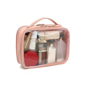 Clear Makeup Bag For Women, Clear Cosmetic Bag Travel Toiletry Bags Makeup Organizer Bag With Detachable Brush Holder Summer Travel, Vacation Home Bat (Option: pink)