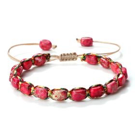 Retro Bohemian Style Hand Weaving Bracelet (Option: Emperor Red Square)