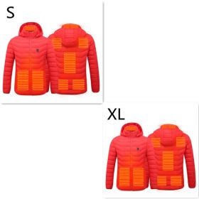 New Heated Jacket Coat USB Electric Jacket Cotton Coat Heater Thermal Clothing Heating Vest Men's Clothes Winter (Option: Red Zone8 2PC-Set3)