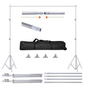 1Pc 6.5 Plus 10ft Photo Video Studio Backdrop Background Stand Adjustable Heavy Duty Photography Backdrop Support Stand Set With Carrying Bag Clamps (Option: silver)
