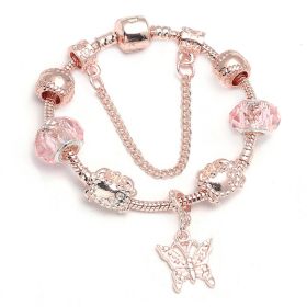 Fashion Love Geometric Rose Gold Bracelet Women's Jewelry (Option: Rose Gold Butterfly-20cm)