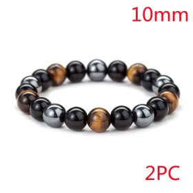 Tiger Eye Stone Bracelet Natural Stone Bracelet (Option: Black 2pcs-10mm)