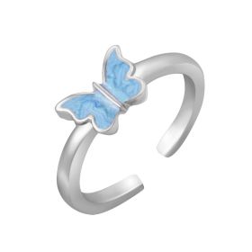 Hot Selling Creative Personality Butterfly 2-Piece Set Ins Same Punk Style Couple Ring (Option: S)