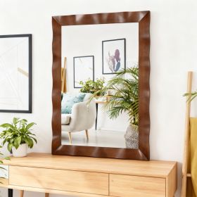 41.5 X 28 Inches Farmhouse Wall Mirror With Solid Wood Frame (Option: brown)