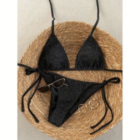 Women's Solid Color Sexy Bikini Set (Option: Black-XS)