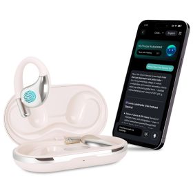 Open-Ear AI Translation Earbuds 165-Language Real-Time AI Headphone Wireless 5.4 Translating Earbuds With Charging Case For Travel Meetings Language L (Option: beige)