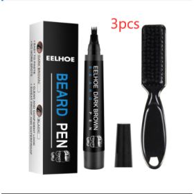 Waterproof Sweat-proof Beard Pen Without Makeup Removal (Option: Brown 3pcs)