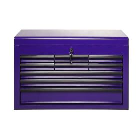 Heavy Duty Metal Tool Box, 24-inch, Portable Metal Tool Box with 9 Drawers, Small Tool Chest with EVA Liners, Ball Bearing Slide Drawers Locking & Pow (Option: Purple)