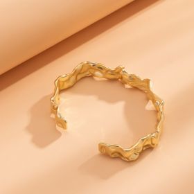 Glossy Heavy Industry Design Bracelet Geometric Personalized Wide Bracelet (Option: 04 Light Gold 2259)