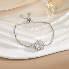 Simple Rotatable Flower Color-preserving Pure Copper Gold-plated Bracelet (Option: Rotating Bracelet 11)