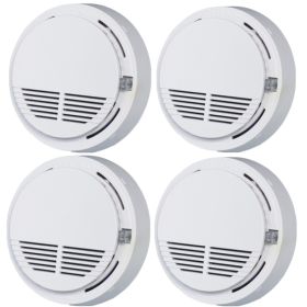 Household Smoke Alarm Smoke Detector Fire Alarm Detector With 9V Battery Photoelectric Sensor Alert Warning (Option: 4pcs)