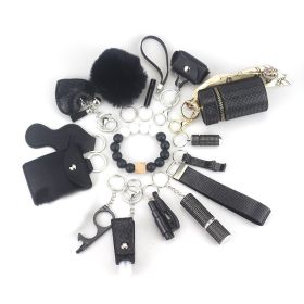 Diving Fabric Self-defense Alarm Keychain (Option: Black)
