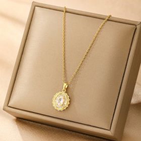 Light Luxury Necklace All-match Love Women (Option: Round Diamond)