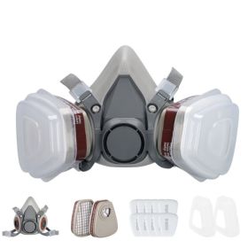 Half Face Cover Respirator Gas Mask For Industrial Woodworking Painting Sanding Facepiece (Option: 1Pack)