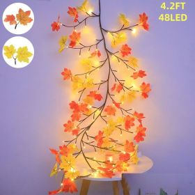 9.52FT  144 LED Autumn Decorative Lights, Home USB-powered Waterproof Autumn Wreath, Suitable For Indoor And Outdoor Decoration During Halloween And T (Option: 48LED 4.2FT)