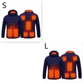 New Heated Jacket Coat USB Electric Jacket Cotton Coat Heater Thermal Clothing Heating Vest Men's Clothes Winter (Option: Blue Zone8 2PC-Set2)