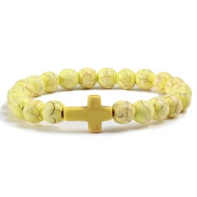 Blue Turquoise Cross Bracelet (Option: Yellow-21cm)