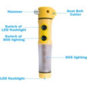 Red&Yellow Multi-functional Car Safety Hammer With Flashlight (Option: W13532889)