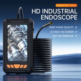 Handheld Industrial Endoscope Camera With 4.3 Inch IPS Screen IP67 HD Inspection Borescope 8 Adjustble LED - 1080P HD Borescope, - Portable Inspection (Option: 5M)