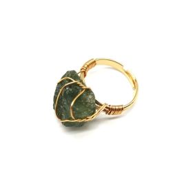 Personality Hand Wrapped Rough Stone Agate Ring (Option: Olivine-adjustable)
