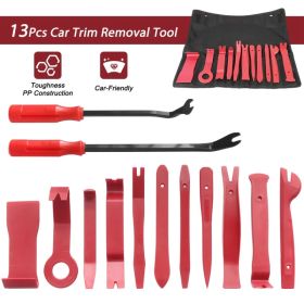13 Pcs Car Trim Removal Tool Auto Door Panel Clip Dash Plastic Interior Radio Body Open Pry Kit (Option: Red)