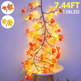 Maple Leaf LED Tree Branch Lights With Remote - 138LED Willow Vine Twig Garland For Wall Decor, 8 Modes, USB Powered String Lights For Indoor Home Bed (Option: 138LED7.44FT)