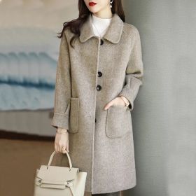 Autumn And Winter New Small Thickened Korean Version Slim Temperament In The Long Coat (Option: Apricot-L)