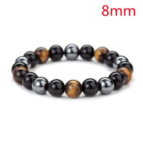 Tiger Eye Stone Bracelet Natural Stone Bracelet (Option: Black-8mm)